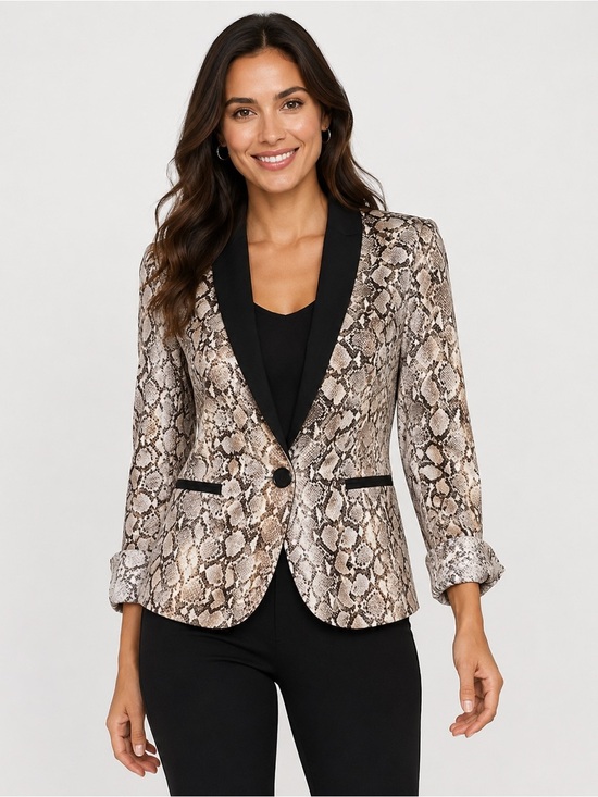 Zara Jackets & Blazers - Zara Basic Snakeskin Print Blazer Size S Black Lapel